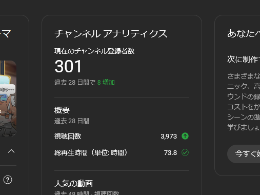 チャンネル登録者数300人超えたよ